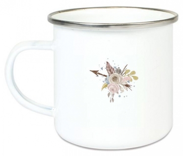 Preview: ♥ zauberhafte Becher Tasse Emailletasse Reh Rehlein Federn Indianer   Name,  Wunschname, KITA Kindergarten, Einschulung, Dankeschön, Abschied, Jubiläum, Geschenk, Becher von Lüttentüddel®